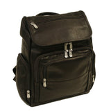 Piel Leather Multi-Pocket Laptop Backpack, Chocolate, One Size