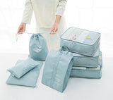 Belsmi 7 Set Packing Cubes With Shoe Bag - Compression Travel Luggage Organizer (Blue)