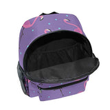 GIOVANIOR Purple Flamingos Blue Dots Lightweight Travel School Backpack for Boys Girls Kids
