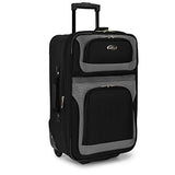 U.S. Traveler New Yorker Lightweight Softside Expandable Travel Rolling Luggage Set, Black/Grey, 4-Piece (15/21/25/29)