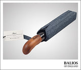 Balios Prestige Travel Folding Umbrella, Handmade Wood Handle, Auto Open & Close, Exquisite