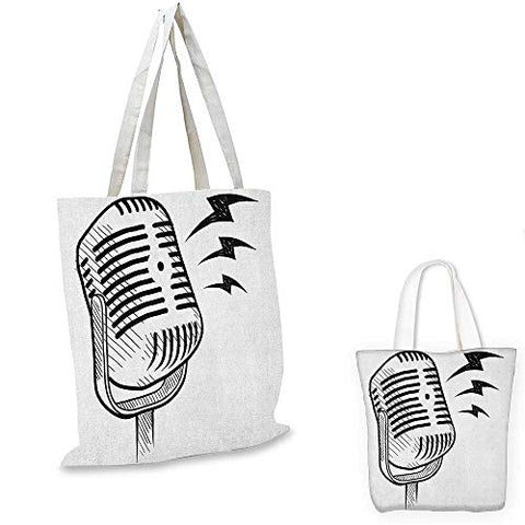 Doodle thin shopping bag Retro Microphone Communication and Media Concept Radio Show Speech Talk