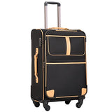 Coolife Luggage Expandable Suitcase Spinner Softshell Tsa Lock (M(24In), Black)