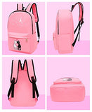 Fanci 4Pcs Cute Cat Prints Canvas School Rucksack Backpack Set for Girls Elementary Bookbag