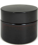 Vivaplex, 12, Amber, 1 oz, Round Glass Jars, with Inner Liners and black Lids