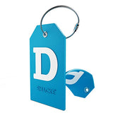 Initial Luggage Tag with Full Privacy Cover and Stainless Steel Loop (Aqua Teal) (D)