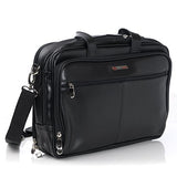 Alpine Swiss Monroe Leather Briefcase Top-Zip Laptop Messenger Bag Black