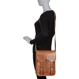 Sharo Leather Bags Cross Body Messenger Bag (Brown)