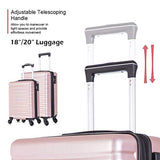 4 Piece Luggage Sets, Expandable Hardshell ABS Luggage Sets with TSA Lock Spinner Wheels Travel Suitcases Set (4 PCS, TSA Lock+Expandable, Rose Gold)
