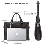 Banuce Black Soft Genuine Leather Briefcase for Women Men Business Work 14" Laptop Messenger Bag