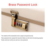 urecity Portable Makeup Train Case Cosmetic Organizer Case Leather Storage Box with Combination Lock (15", Ivory White)