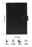 RFID Blocking Genuine Leather Passport Holder Cover Case & Travel Wallet for Men and Women - Black