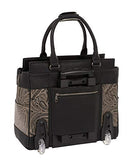 The Dallas Black & Grey Tooled Rolling iPad Tablet or Laptop Tote Carryall Bag (17"/17.3" inch)