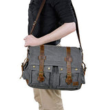 Lifewit 15.6"-17.3" Men's Messenger Bag Vintage Canvas Leather Military Shoulder Laptop Bags