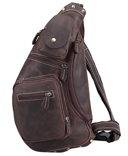 Polare Cool Real Leather Cross Body Sling Bag Chest Bag Backpack Large