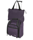 Travelon Wheeled Underseat Carry-On With Back-Up Bag, Quilted Microfiber, Eggplant, One Size