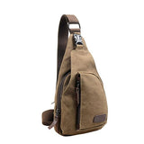 AMA(TM) Men Canvas Outdoor Chest Pack Shoulder Bag Sling Satchel Small Backpack (Coffee)