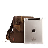 AUGUR Men's Messenger Bags Canvas Bags Crossbody Bags Genuine Leather Single Shoulder Bags (Coffee)