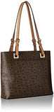Calvin Klein Top Zip Signature North/South Tote, Brown/Khk/Camel