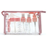 Tsa Approved Travel Toiletry Bottles Leakproof Containers Kit (BPA FREE) Travel Accessories - 10 Pieces/Clear Bag-Pink