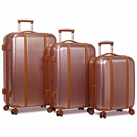 Hipack 3-Piece Spinner Expandable Luggage Set - Dark Brown 