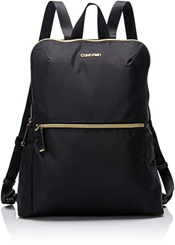 Calvin Klein Tatiana Nylon Packable Zip Around Backpack, Black/Gold