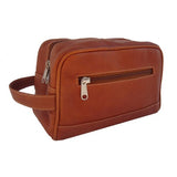 Piel Leather Top Zip Toiletry Kit, Saddle, One Size