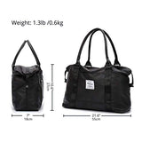 Travel Gym Bag for Women, LANBX Tote Bag Carry on Luggage Sport Duffle Weekender Overnight Bags with Wet Pocket (Large, Black-Large)