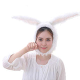 BOBILIKE Plush Fun Bunny Ears Hood Women Costume Hats Warm, Soft and Cozy, White2