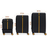Hardside Expandable Luggage Set with Spinner Wheels, TSA Lock, Large Capacity, 20/26/30 ABS Suitcase, Black