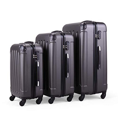 Luggage Sets Expandable Suitcase Double Wheels TSA Lock Trunk three-piece suit (Dark Gray)