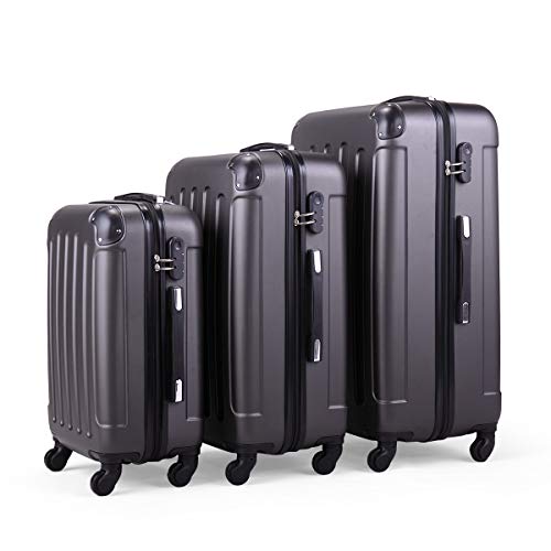 Luggage Sets Expandable Suitcase Double Wheels TSA Lock Trunk three-piece suit (Dark Gray)