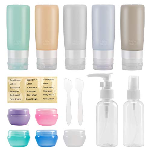 Travel Bottles Leak Proof,3 oz TSA Approved Silicone Squeezable, Refillable  Containers Set for Toiletries Shampoo Conditioner Lotion