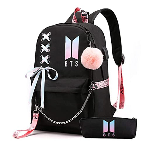 Usb Backpack K-POP Casual Backpack Jimin Suga Jin Taehyung V Jungkook Daypack Laptop Bag School College Bag With Pencil case