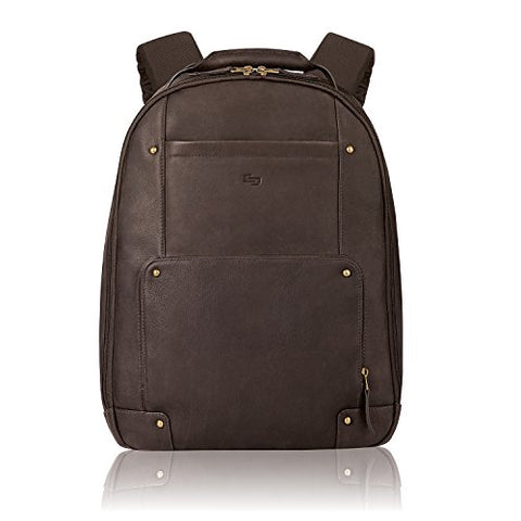 Solo Vintage Colombian Leather Laptop Backpack, Holds Notebook Computer Up To 15.6 Inches, Espresso