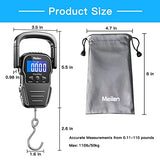 Fish Scale, 110lb/50kg Fishing Scale with Backlit LCD Display, Digital Luggage Scale with Measuring Tape Portable Hanging Scale with Comfortable Handle & Large Hook, 2 AAA Batteries Included