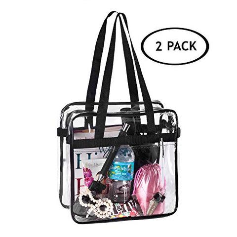 2 BAGS for LESS Clear Tote Stadium Approved with Handels And Zipper - 12x6x12