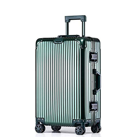 20 24 29 Inch 100% Aluminium Spinner Travel Suitcase Hand Luggage Trolley With Wheel,Blackish Green,29