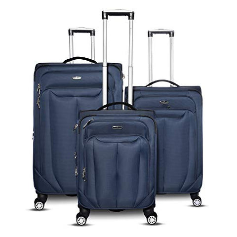 Gabbiano Bellagio Collection 3 Piece Softside Spinner Luggage Set (Navy Blue)