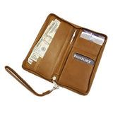 Piel Leather Zippered Passport Ticket Holder, Saddle, One Size
