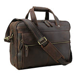 Polare Men'S Thick Full Grain Leather 15.7" Laptop Business Briefcase
