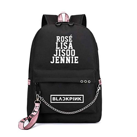 Rainlemon Kpop Blackpink Backpack Lisa Rose JISOO Jennie Shouler Bag Messenger Bag (Black)