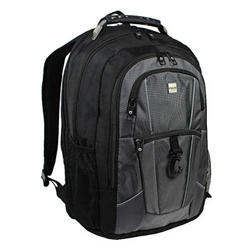 Dejuno Commuter Backpack Checkpoint-Friendly 15.6" Laptop Pocket - Black Grey, One Size