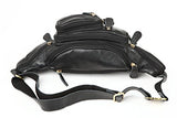 Polare Men'S Natural Leather Fanny Pack Waist Bag Black Large