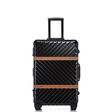 Lightweight Aluminum Frame Hardside Fashion Luggage with Detachable Spinner Wheels 28 Inch Black