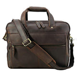 Polare Men'S Thick Full Grain Leather 15.7" Laptop Business Briefcase