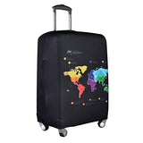 Washable Travel Luggage Cover Funny Cartoon Suitcase Protector Fits 18-32 Inch (S(18"-20" luggage), Map)