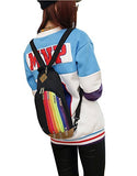 BIBITIME Black Unisex Multipurpose Rainbow Zipper Casual Sport Travel Shoulder Cross Body Bag Sling