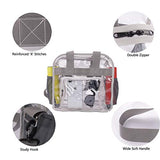 Heavy-Duty Clear Tote Bag NFL Stadium Approved 12" X 12" X 6" With Extra 3 Pockets & Long Shoulder Strap, Perfect for Work School Sports Games and Concerts (GREY)