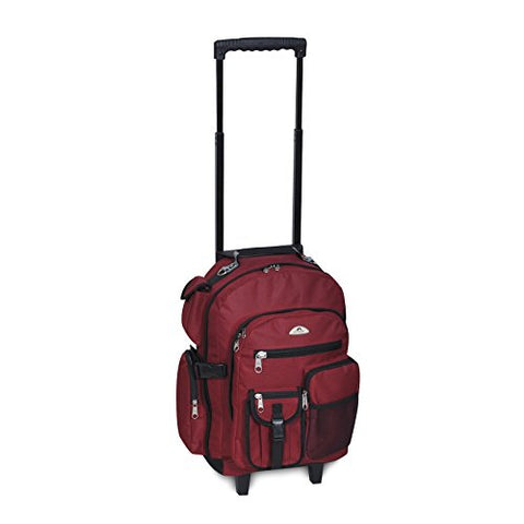 Everest Deluxe Wheeled Backpack, Burgundy